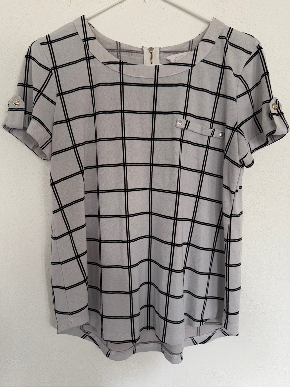 Windowpane Blouse with zipper